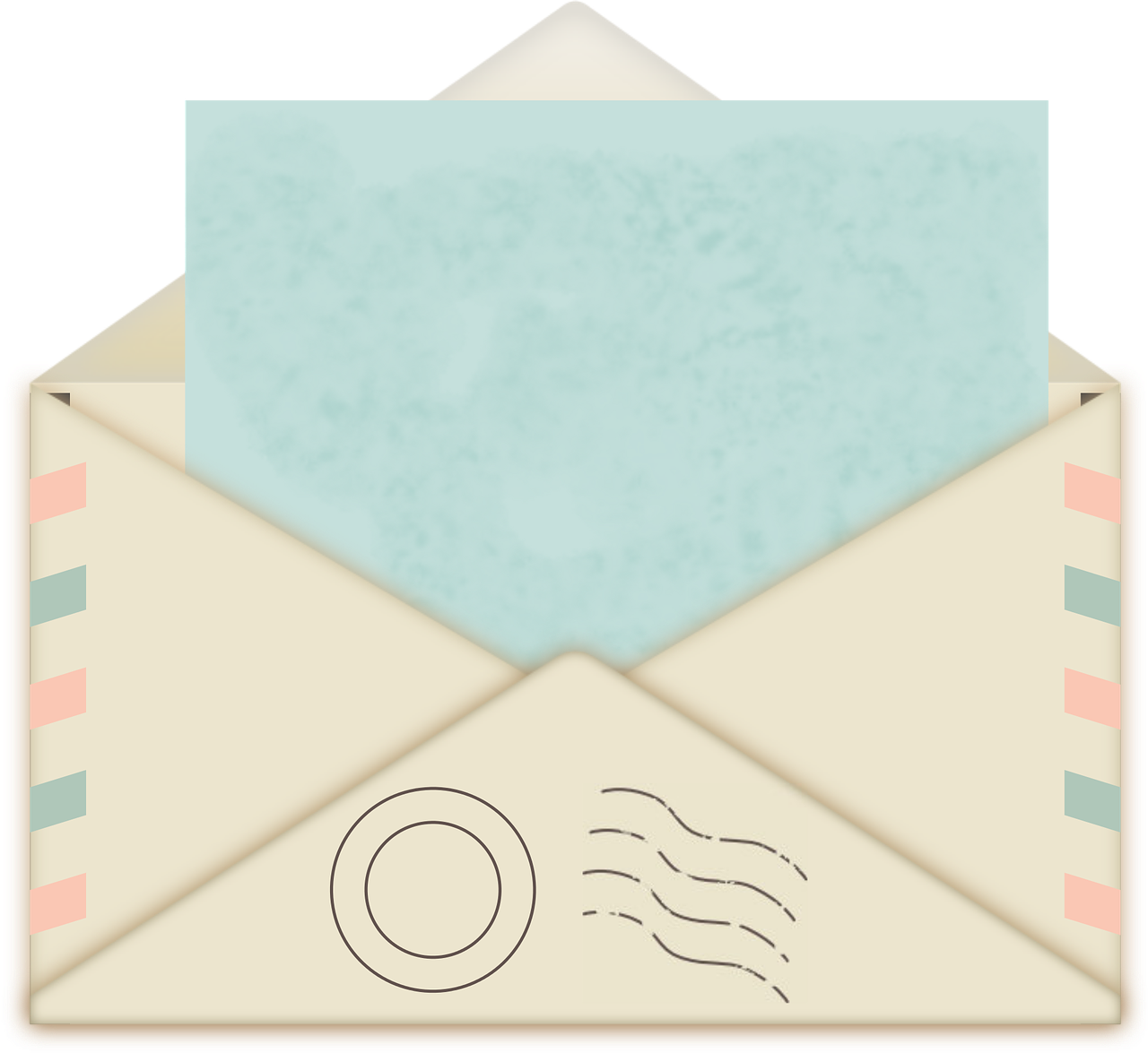 Drawing of airmail envelope, mail, postage